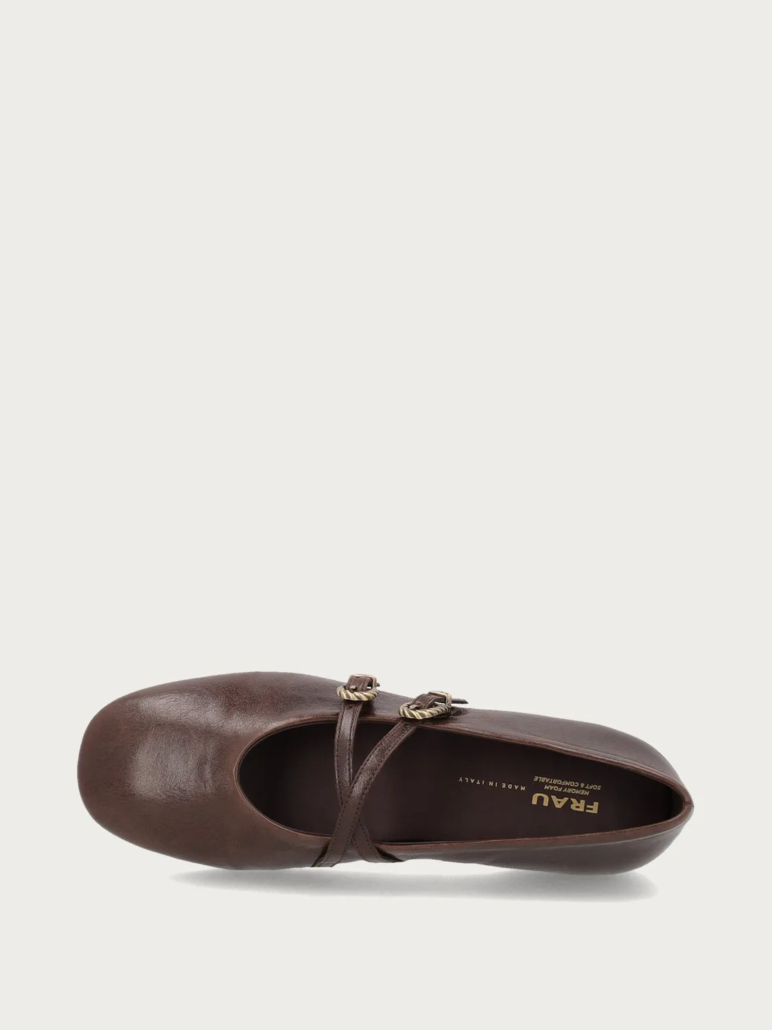 Frau Verona ballerina bruin leer dubbele riem