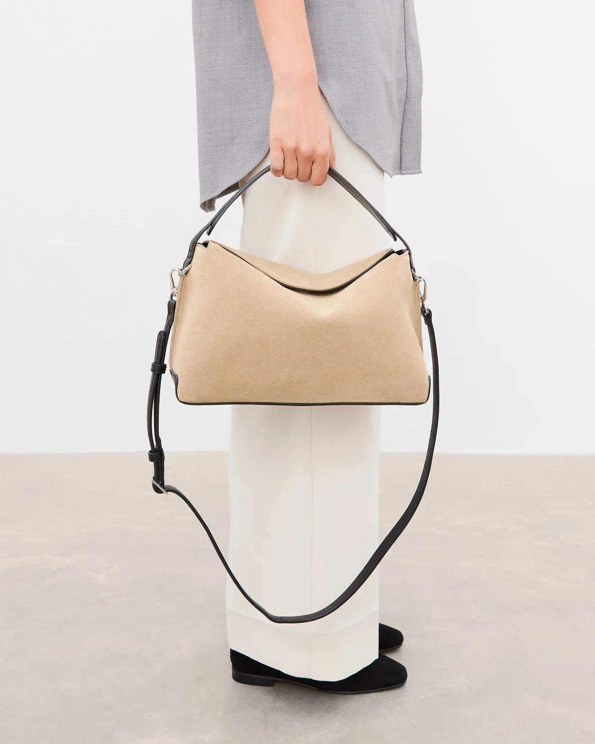 Flattered Helia handtas sand suède top-handle