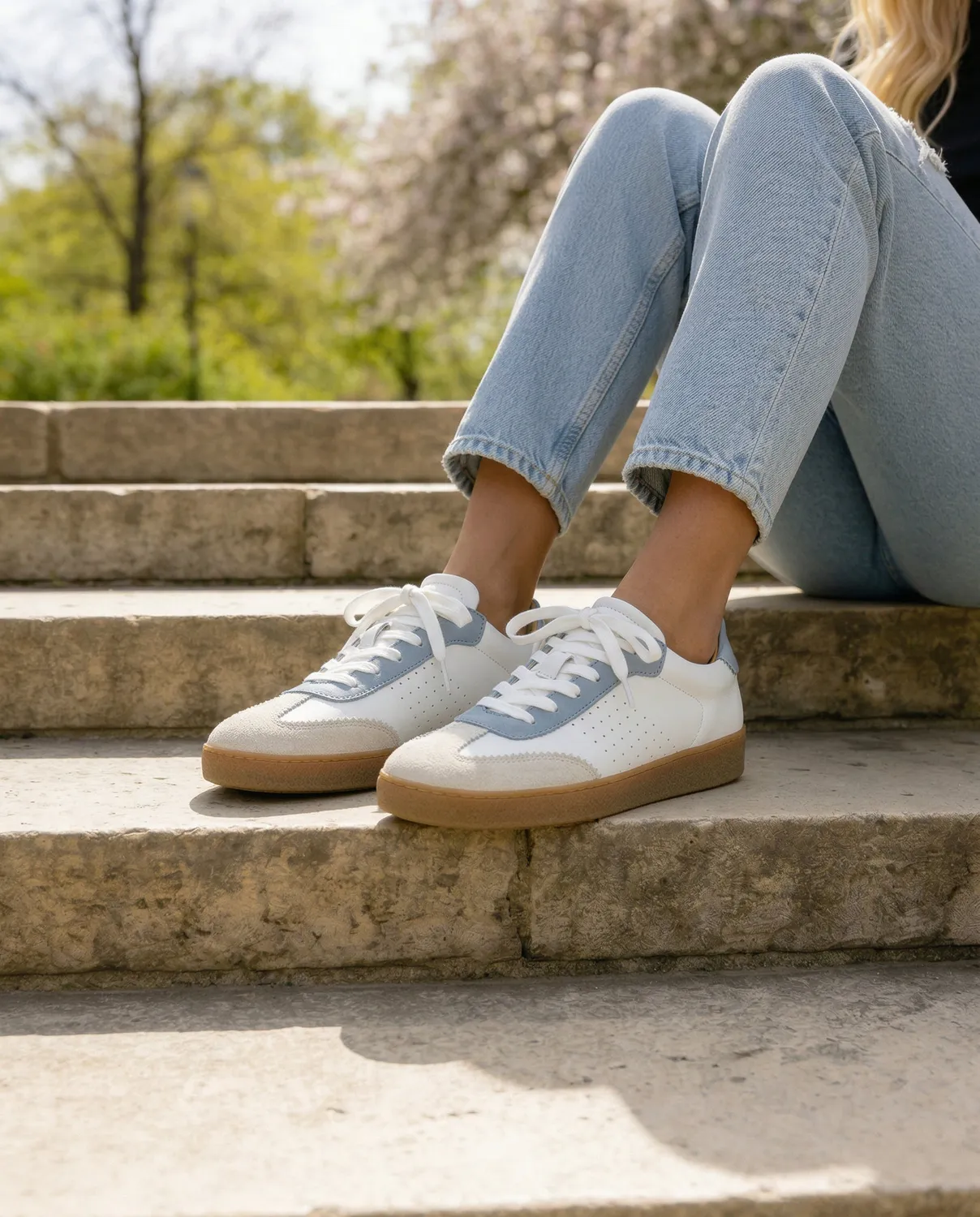 Finsbury Jane sneakers blauw-wit leer dames