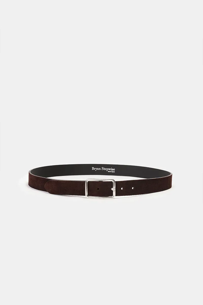 Bryan Stepwise Line riem cacao suède leer 80-90