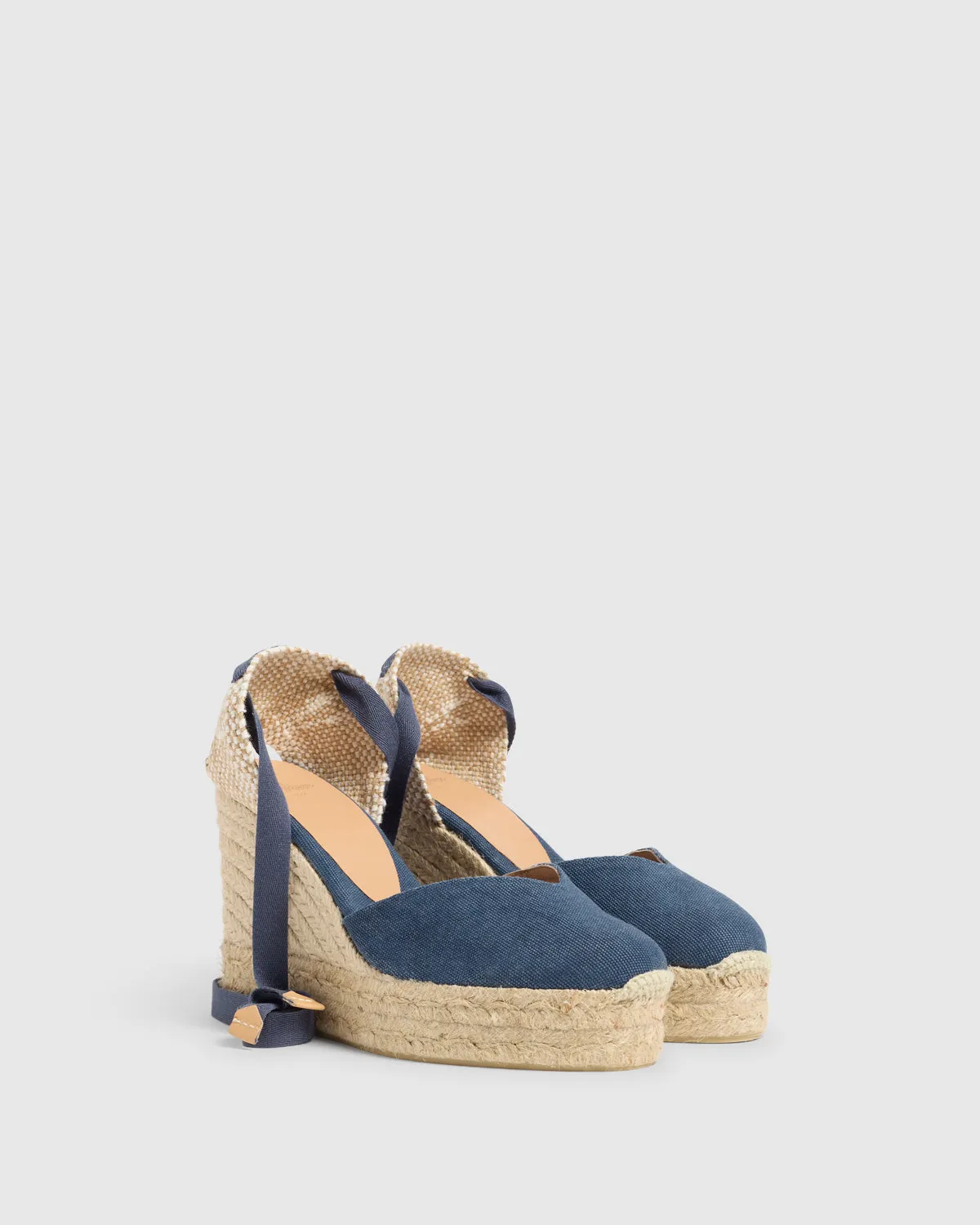 Castaner Chiara/8ED/002 espadrille sleehak donkerblauw canvas