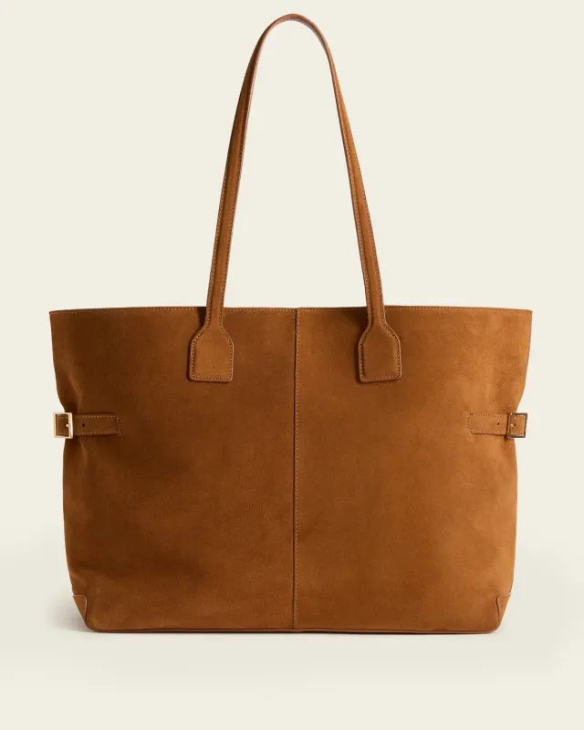 Flattered Lesley tote bourbon suède leer
