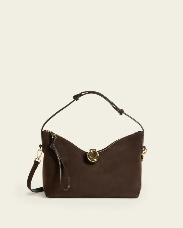 Flattered Gaia Handbag Suede Chocolate handtas