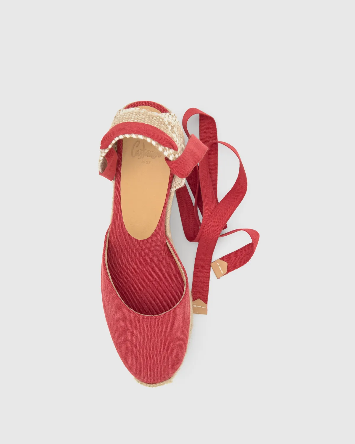 Castaner Carina/8/002 espadrilles karmijnrood jute 9 cm
