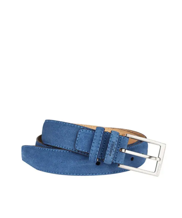 Finsbury riem blauw suede 3,4 cm