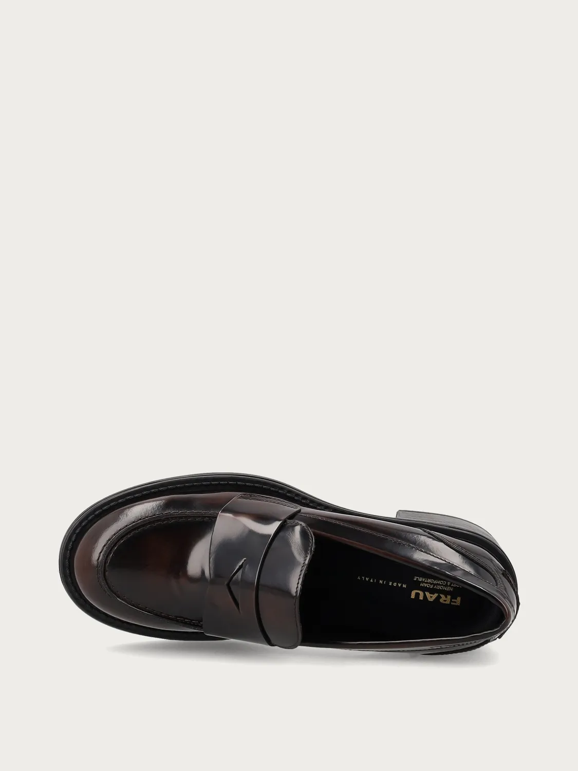 Frau Verona bruine lakleren loafers blokhak dames