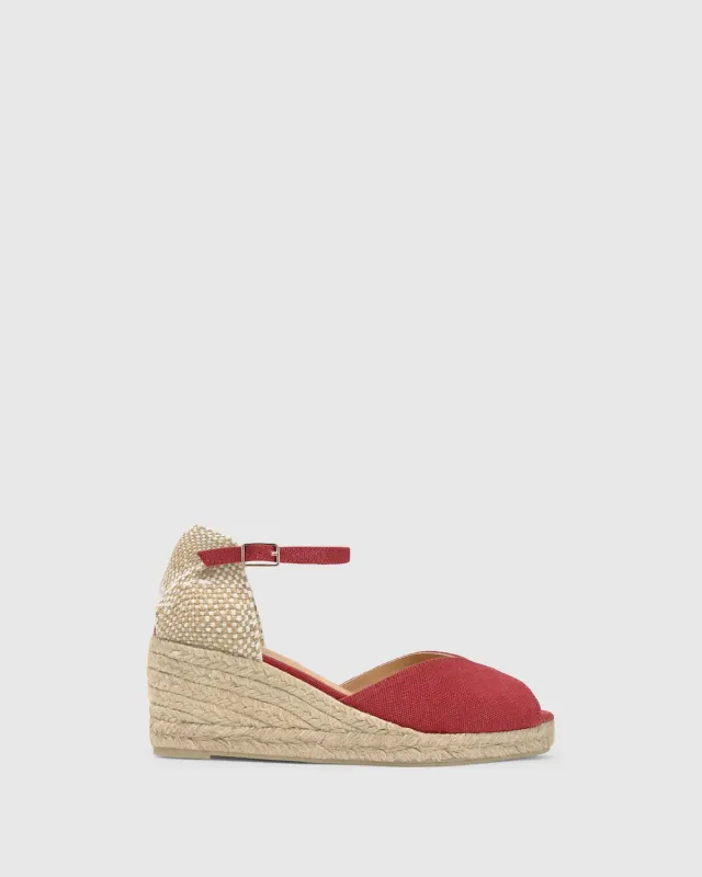 Castaner Bianca 6/002 sandalen rood canvas 7 cm