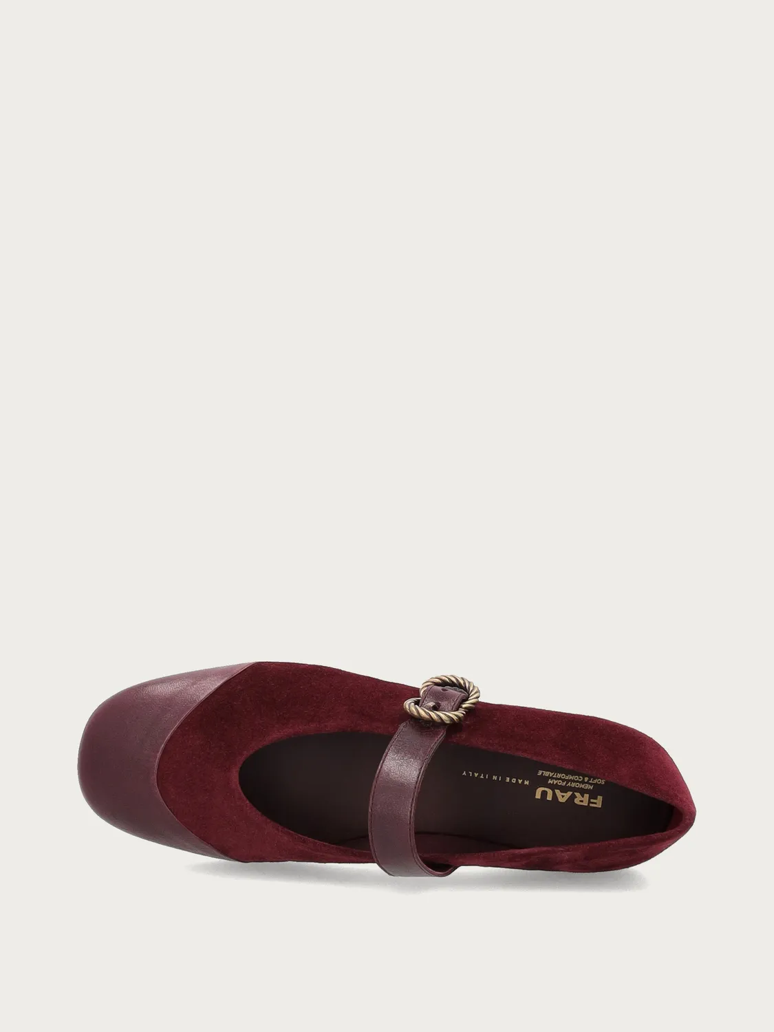 Frau Verona bordeaux suede Mary Jane ballerina's