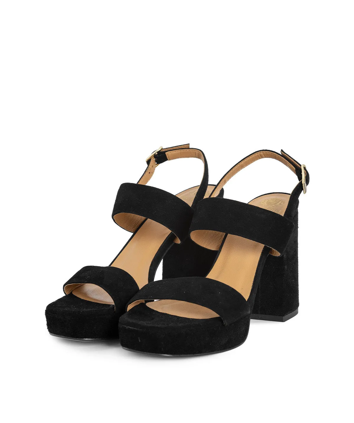 Finsbury Janis zwarte sandalen blokhak fluweel