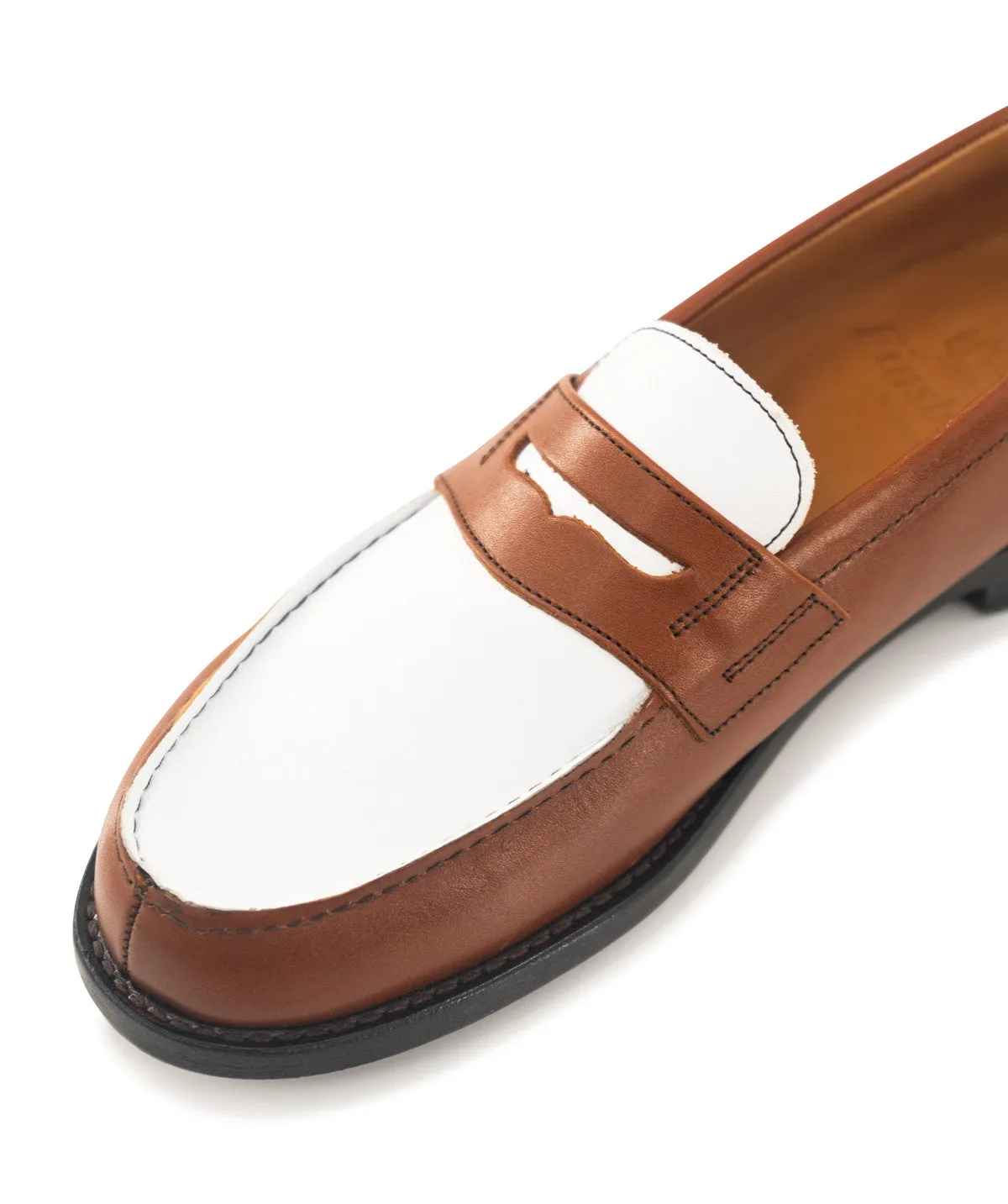 Finsbury Lilou leren loafers cognac-wit leer