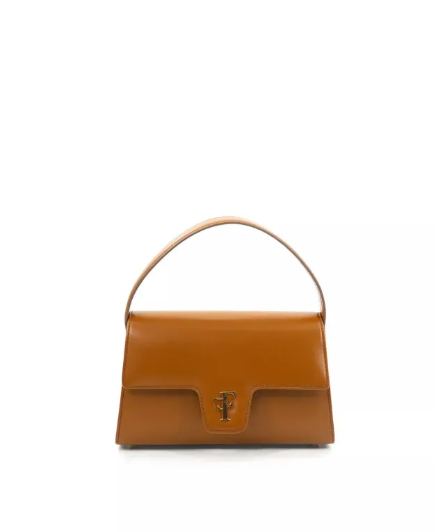 Finsbury FF23 leren tas cognac klein goud logo