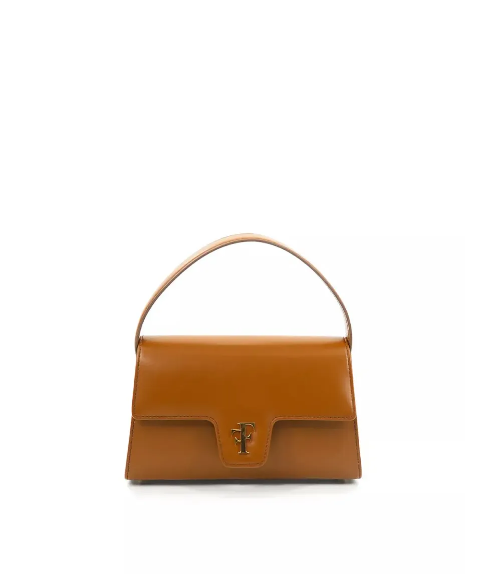 Finsbury FF23 leren tas cognac klein goud logo