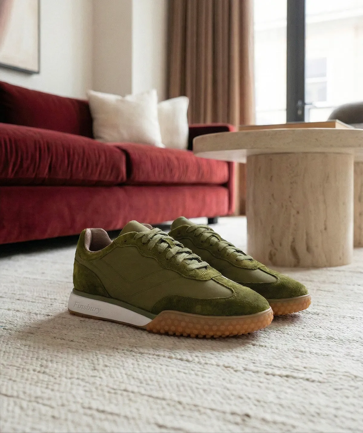 Finsbury Mathis sneaker olijfgroen canvas