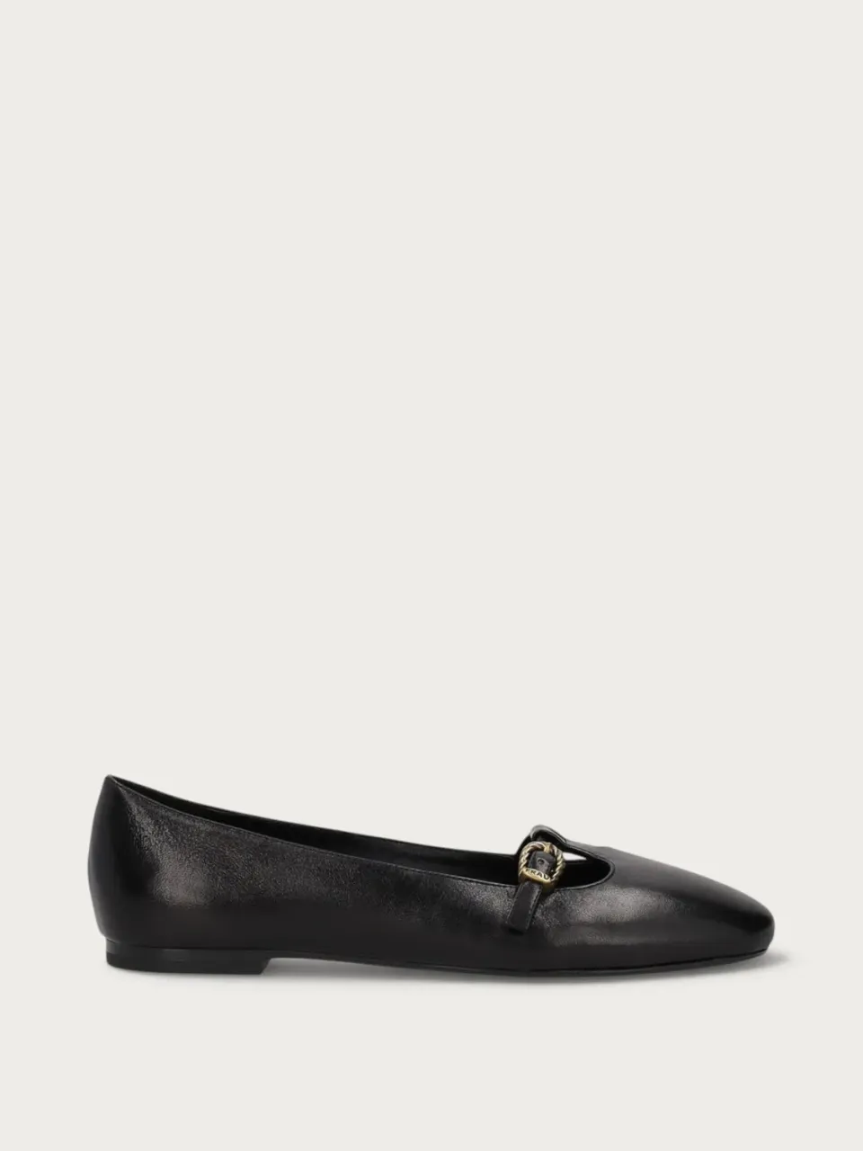 Frau Verona zwarte leren T-bar ballerina's vintage
