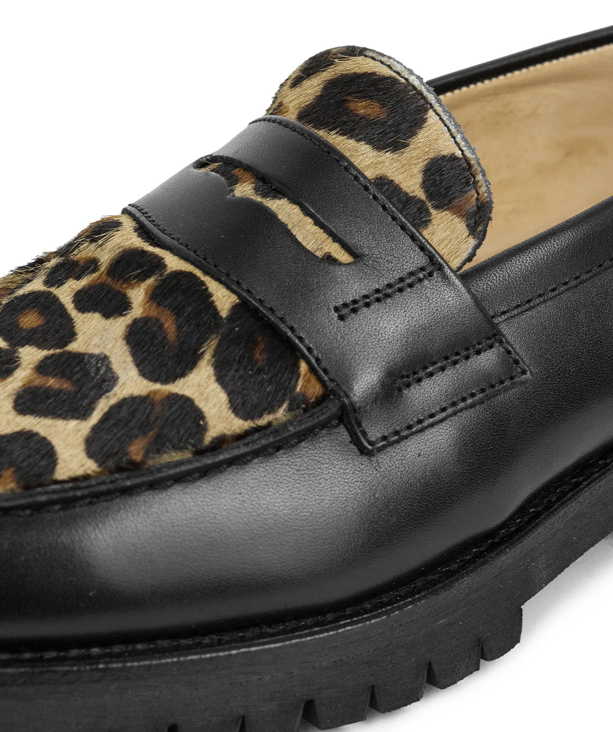 Finsbury Lilou loafers luipaard leer rubberen zool dames