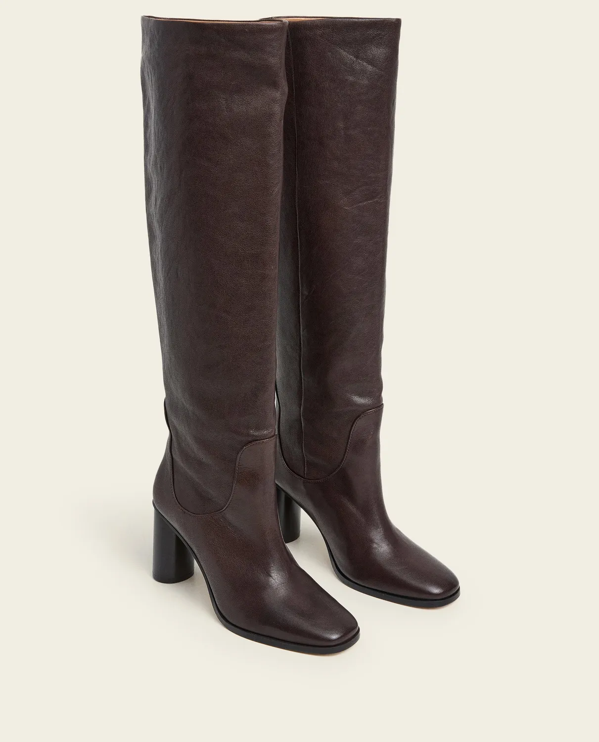 Flattered Octavia laarzen leer chocolate kniehoog