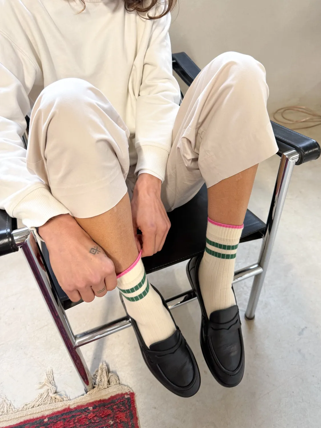 Jutelaune Green Stripe sokken one size gestreept