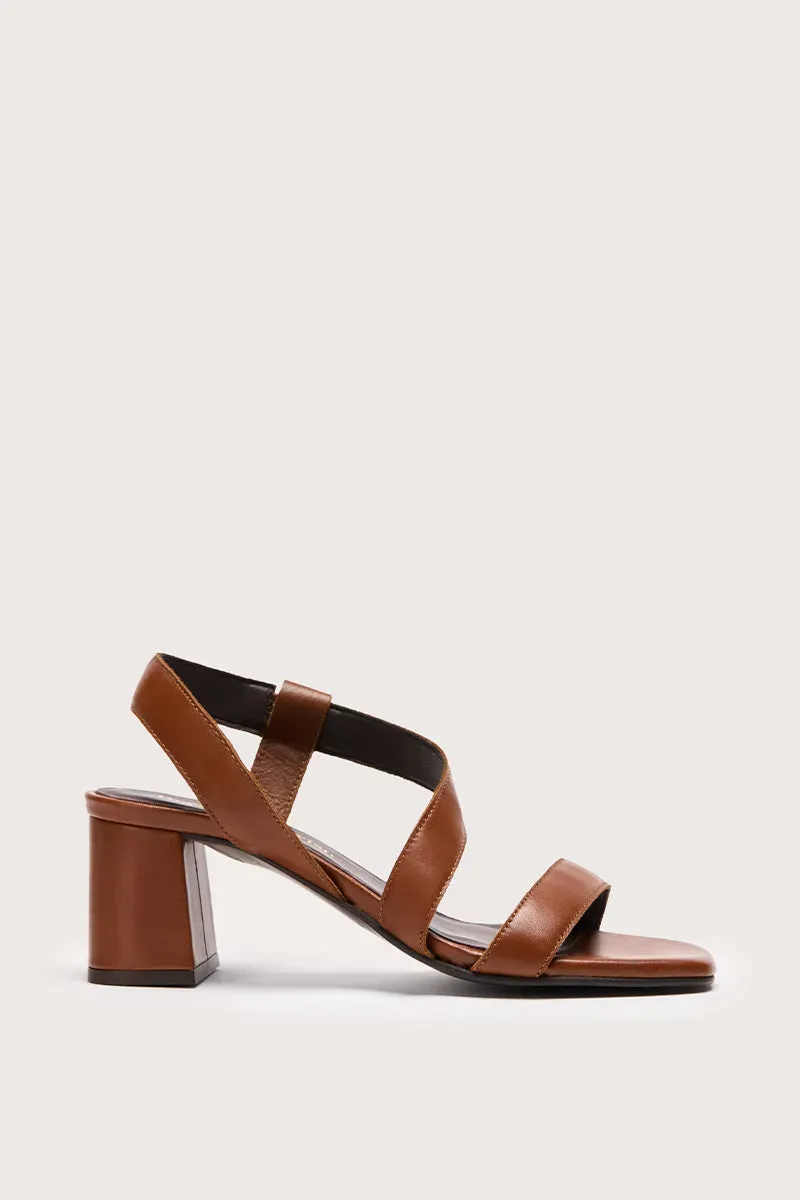 Bryan Stepwise Noe sandalen hak camel leer