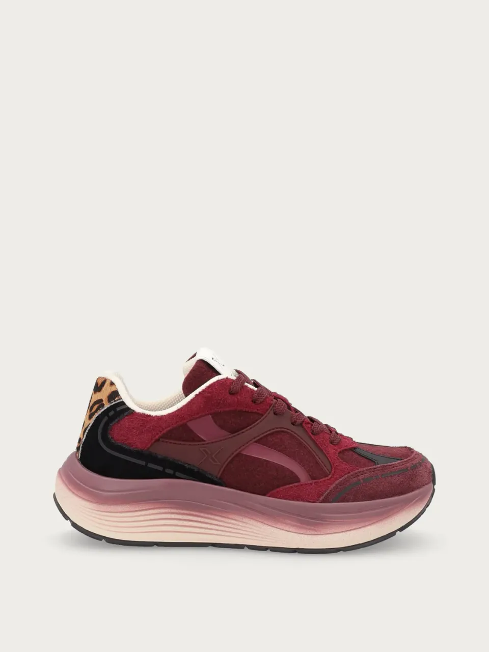 Frau Cross Hybrid bordeaux sneakers leer-textiel dames