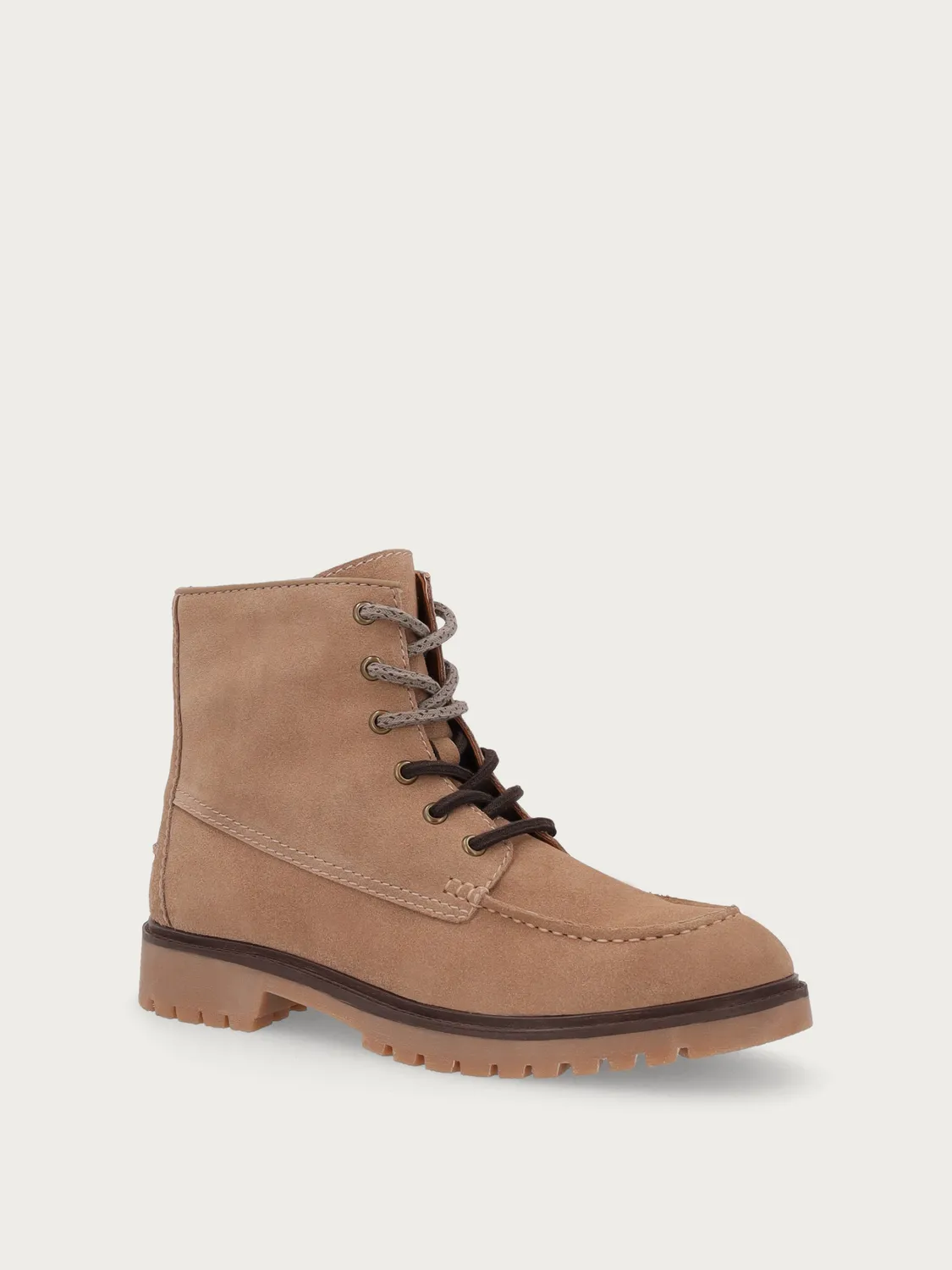 Frau FX veterboots beige suède met chunky zool