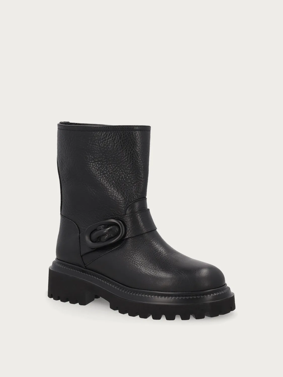 Frau Verona biker boots zwart leer met gesp