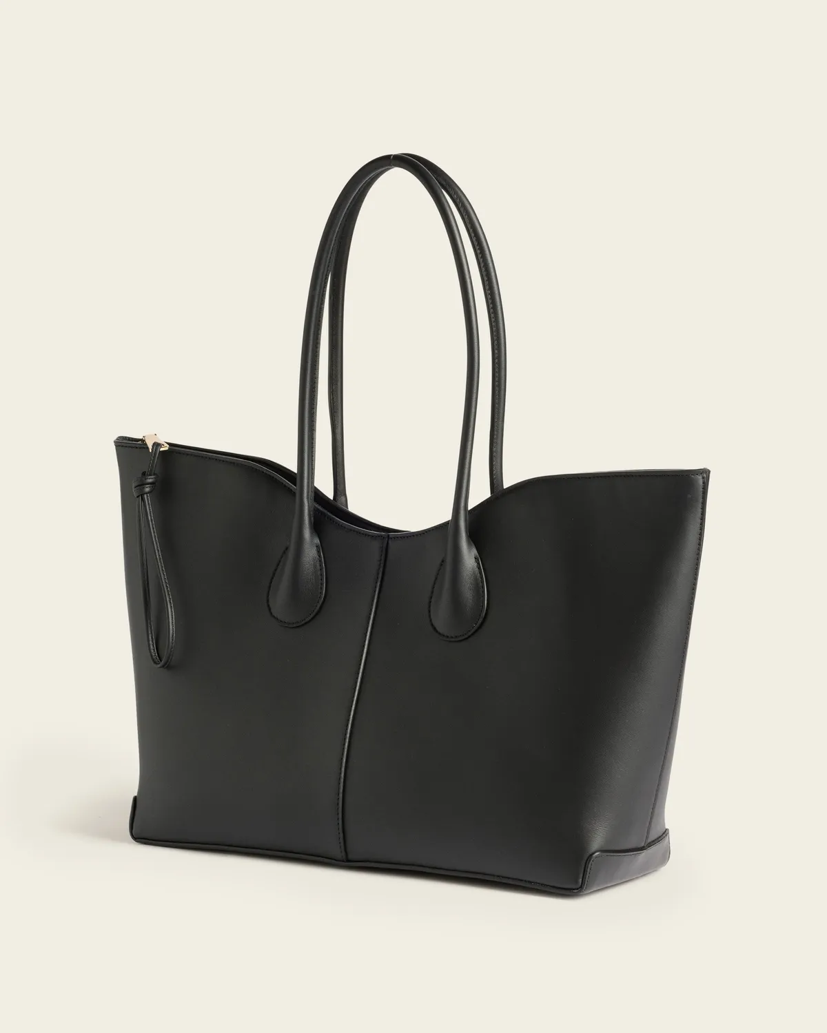 Flattered Gaia Tote tas zwart leer groot