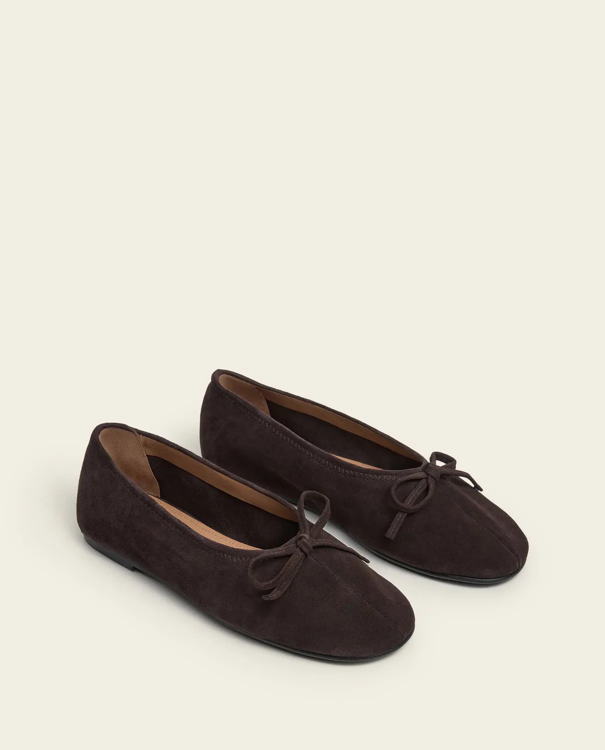 Flattered Blaise ballerina's chocolate suède leer