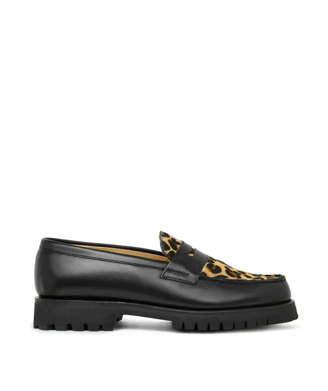 Finsbury Lilou loafers luipaard leer rubberen zool dames