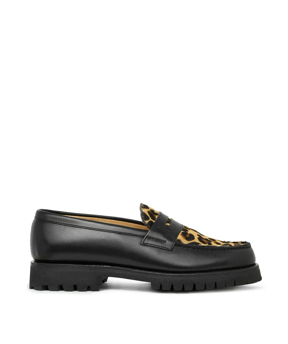 Finsbury Lilou loafers luipaard leer rubberen zool dames