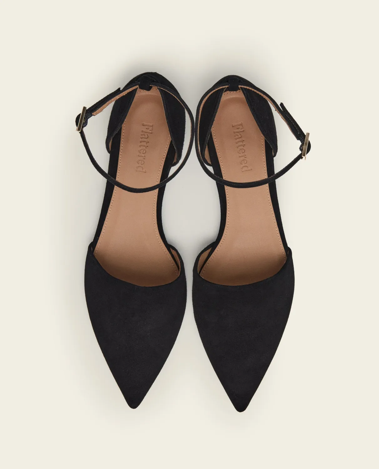 Flattered Frankie ballerina zwart suède puntneus