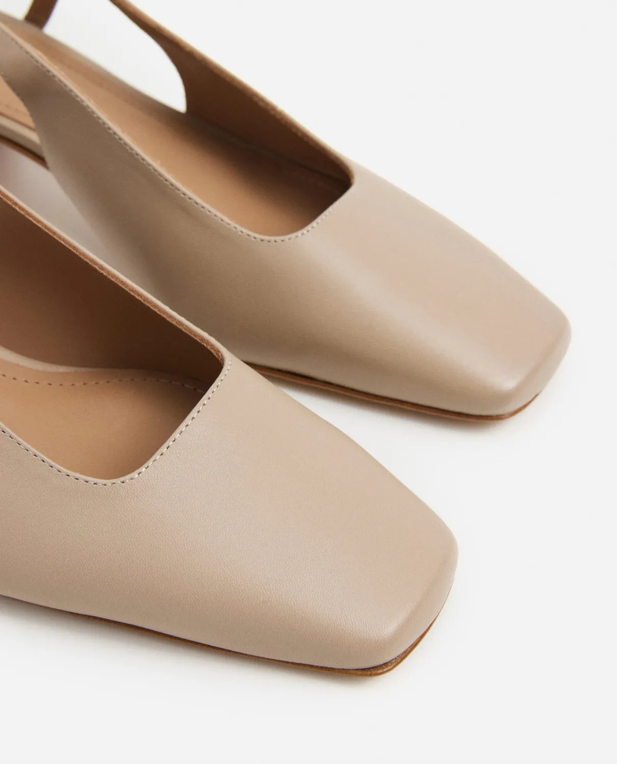 Flattered Elin slingback pumps beige leer blokhak