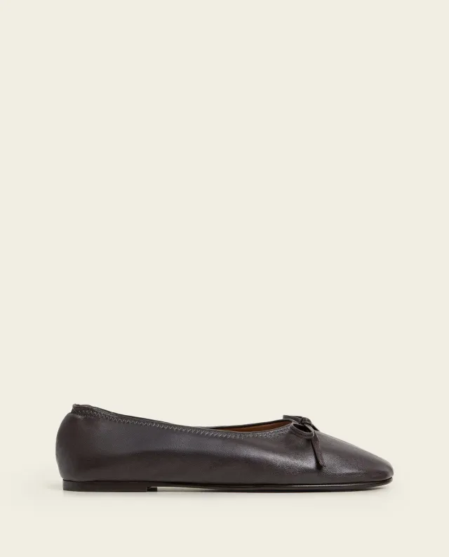 Flattered Blaise Leather Chocolate ballerina's bruin leer