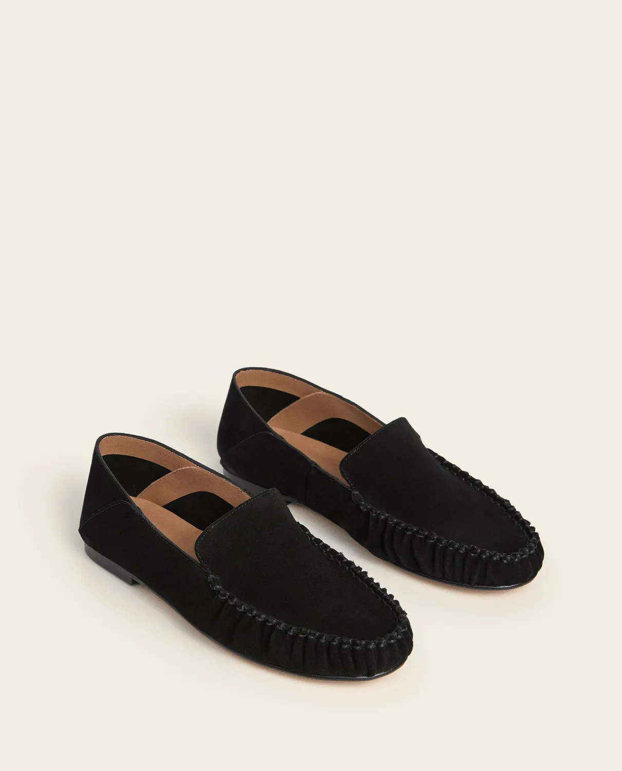 Flattered Bon Bon Suede Black ballerina's zwart instapper