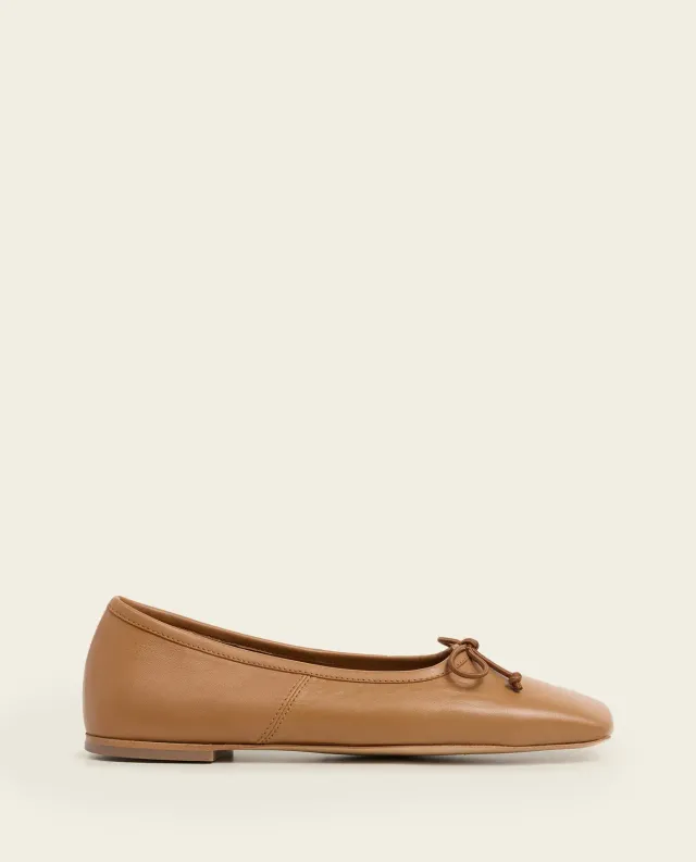 Flattered Kim ballerina cognac leer vierkant
