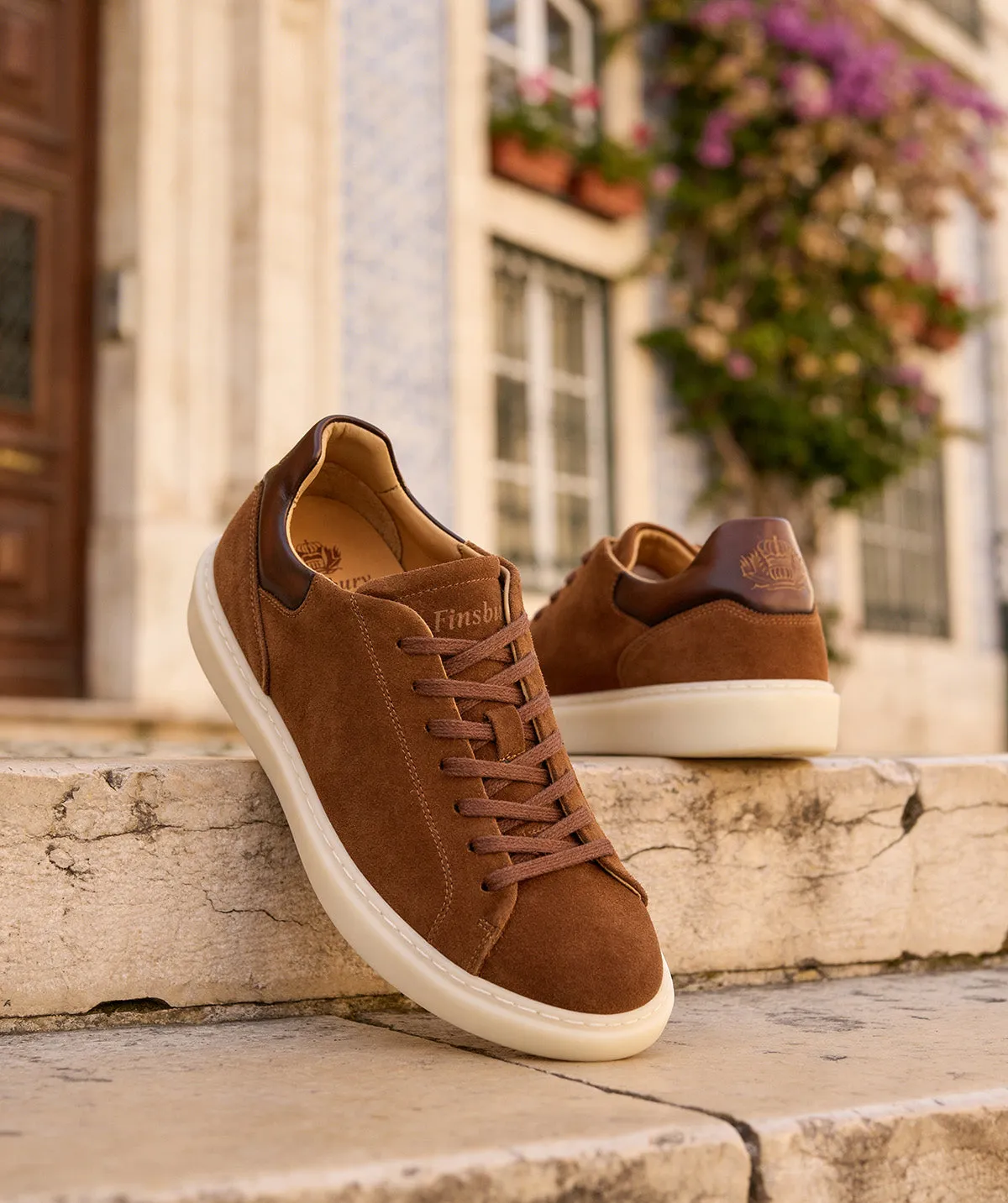 Finsbury Daytona sneaker camel suède heren