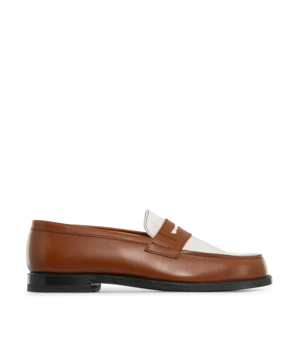 Finsbury Lilou leren loafers cognac-wit leer