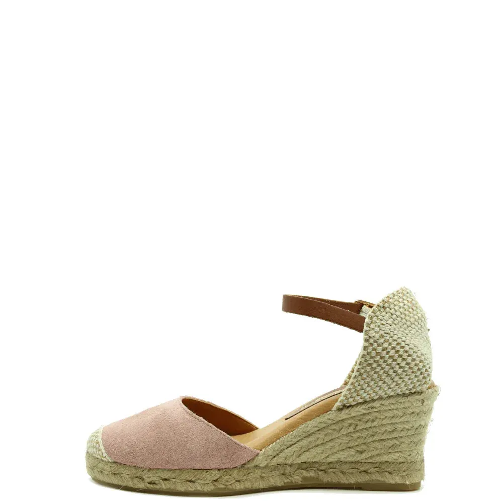 Donelli 7501 espadrilles rose suède hak 5,5 cm