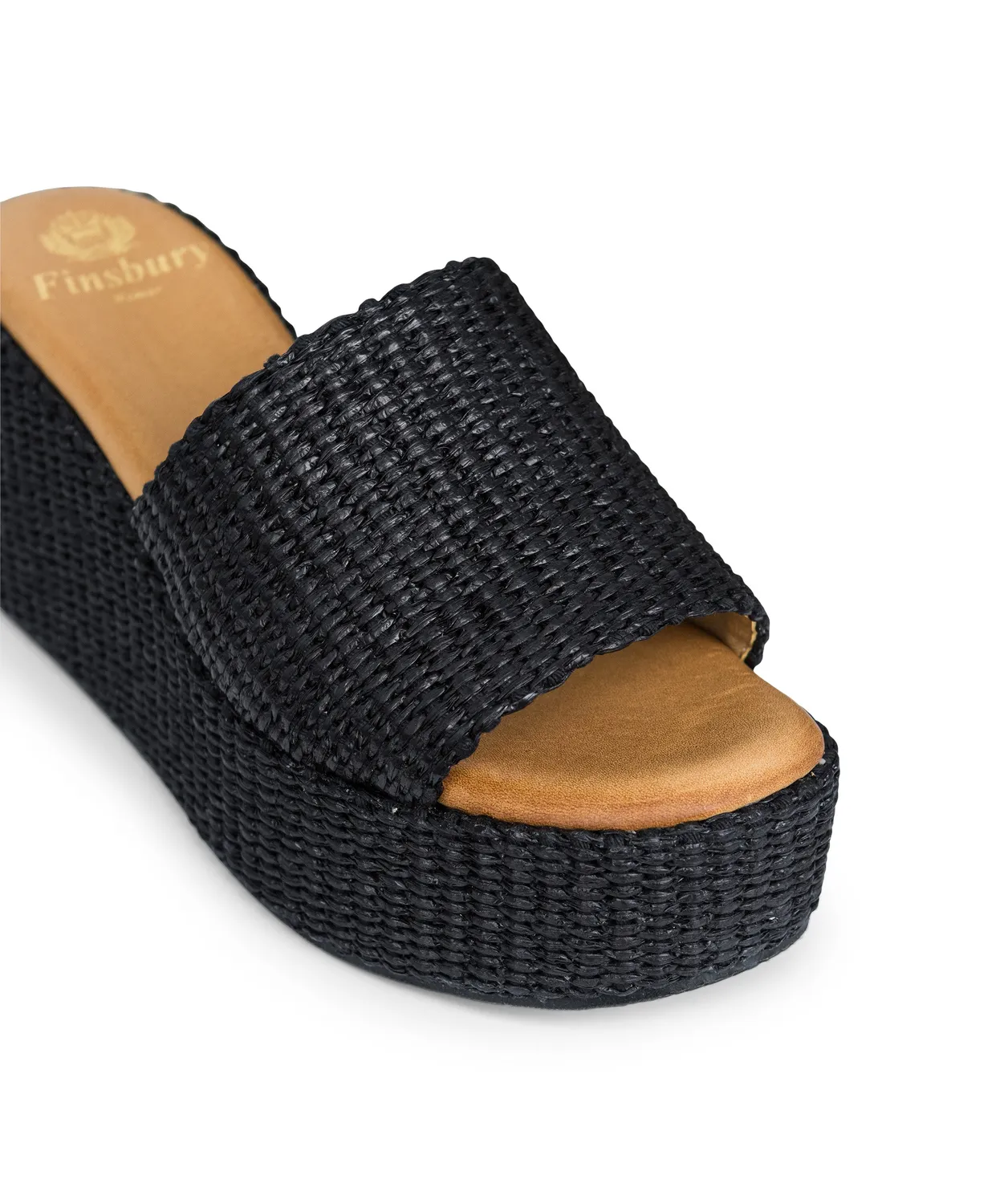 Finsbury Sabrina muiltjes zwart raffia Italie