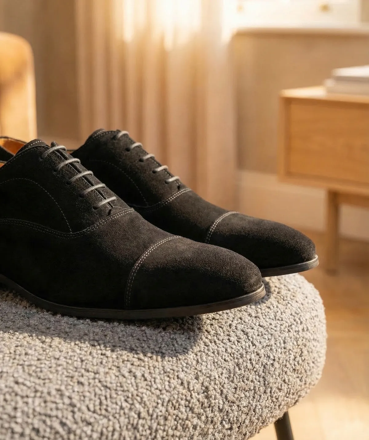 Finsbury Whitney oxford schoenen zwart kalfsfluweel