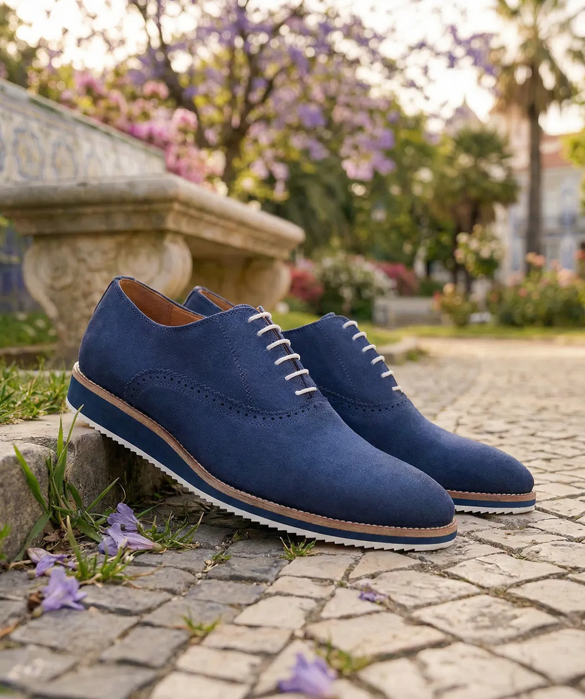 Finsbury Will oxfordschoen marineblauw suède rubberzool