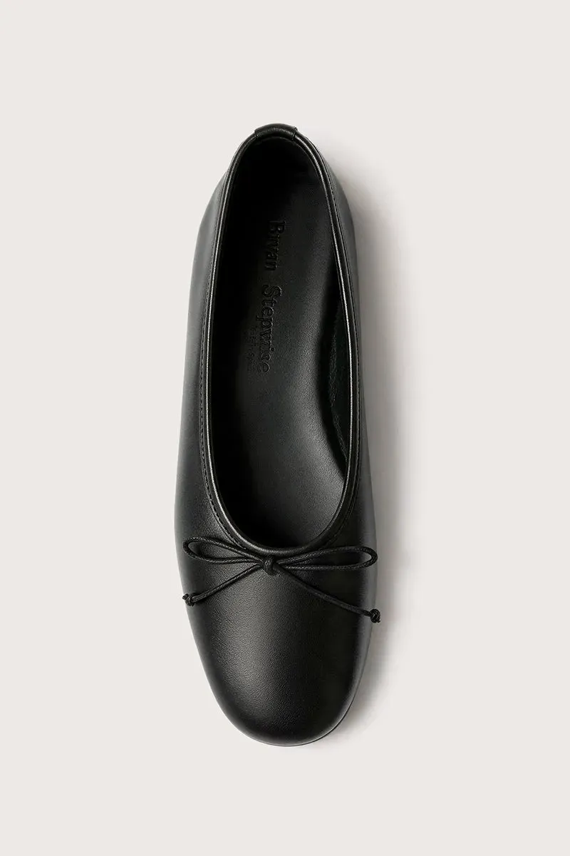 Bryan Stepwise Alessia ballerina zwart leer strik