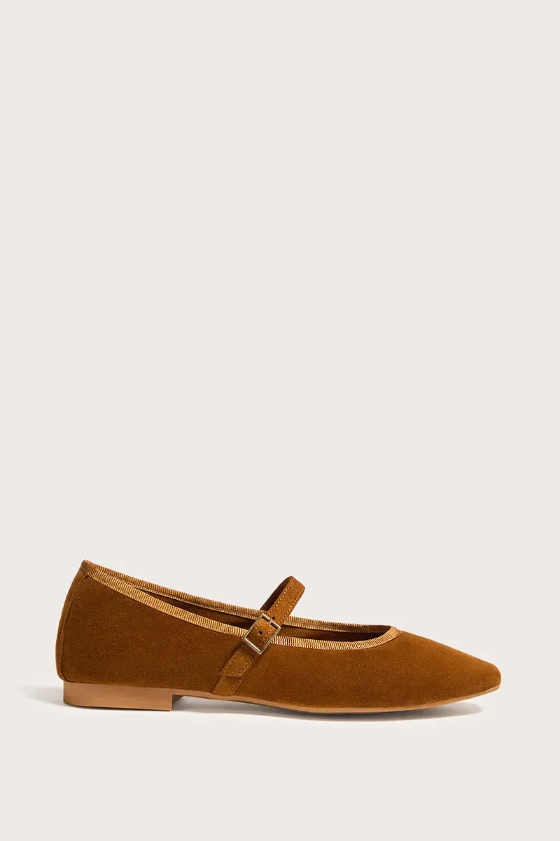 Bryan Stepwise Nicolle ballerina's camel suède