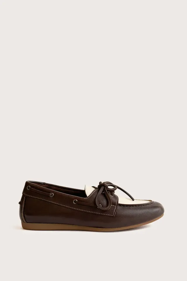 Bryan Stepwise Abby boat shoes bicolor ivoor leer