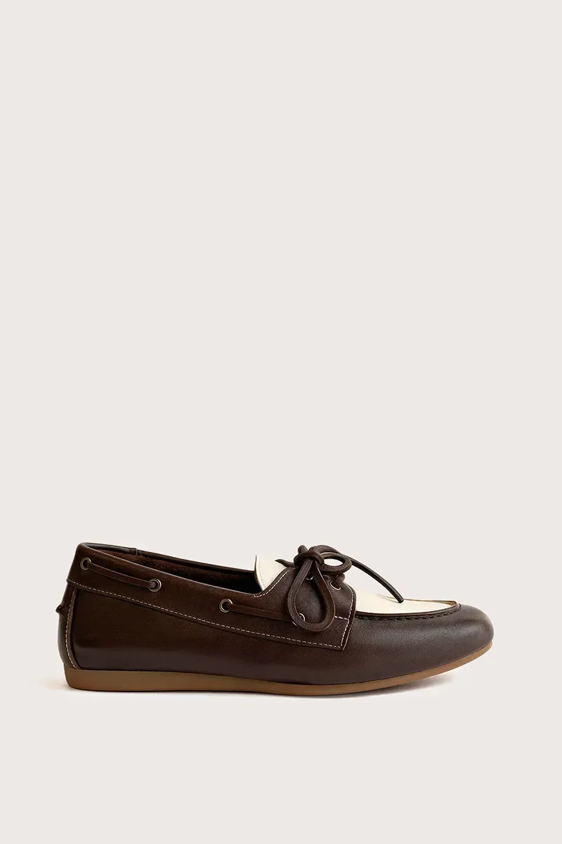 Bryan Stepwise Abby boat shoes bicolor ivoor leer