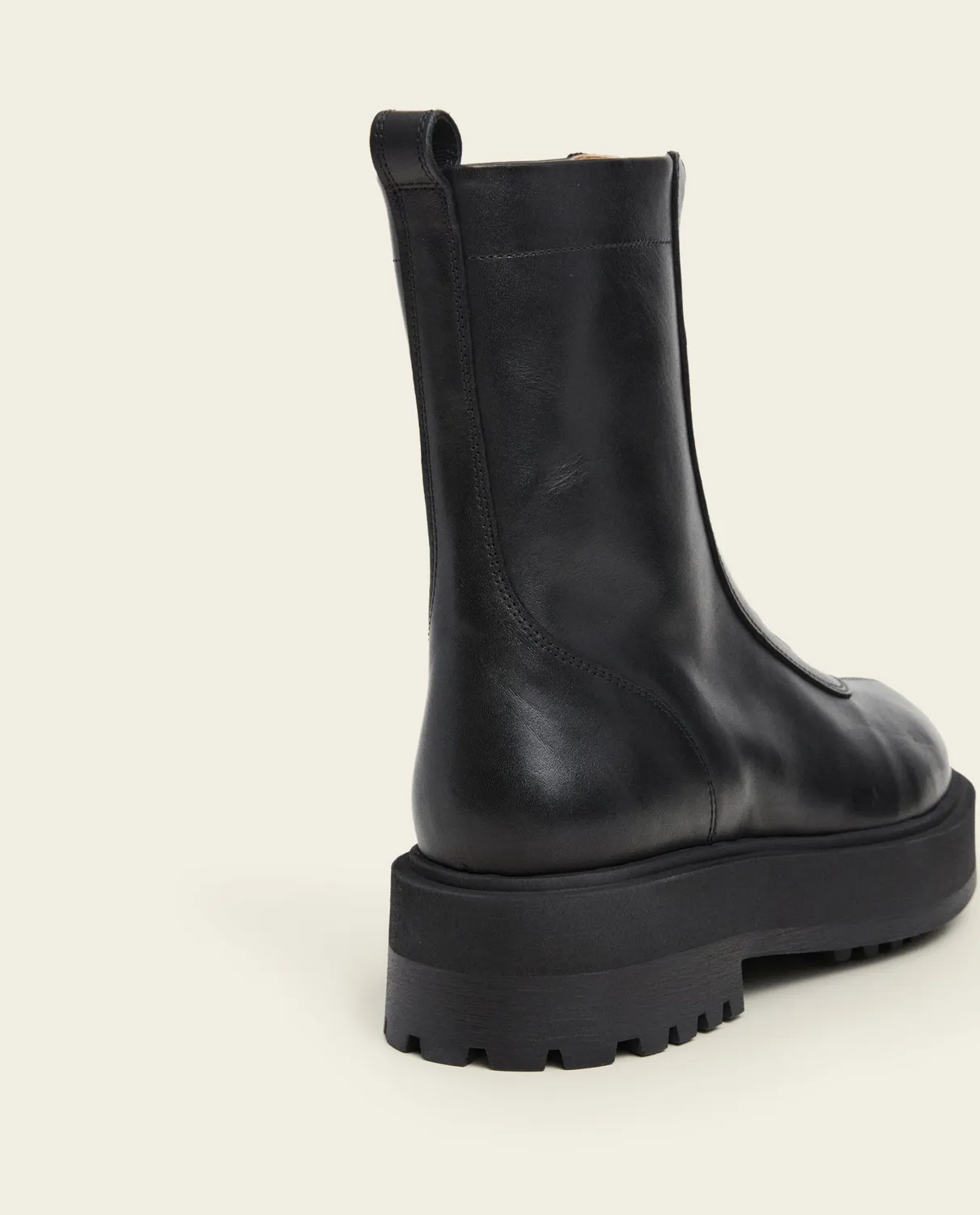 Flattered Alma Leather enkellaarzen zwart leer plat