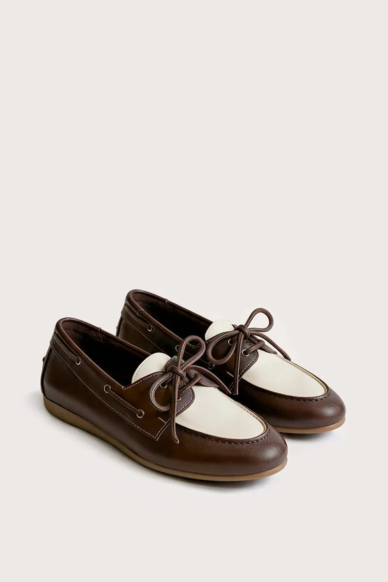 Bryan Stepwise Abby boat shoes bicolor ivoor leer