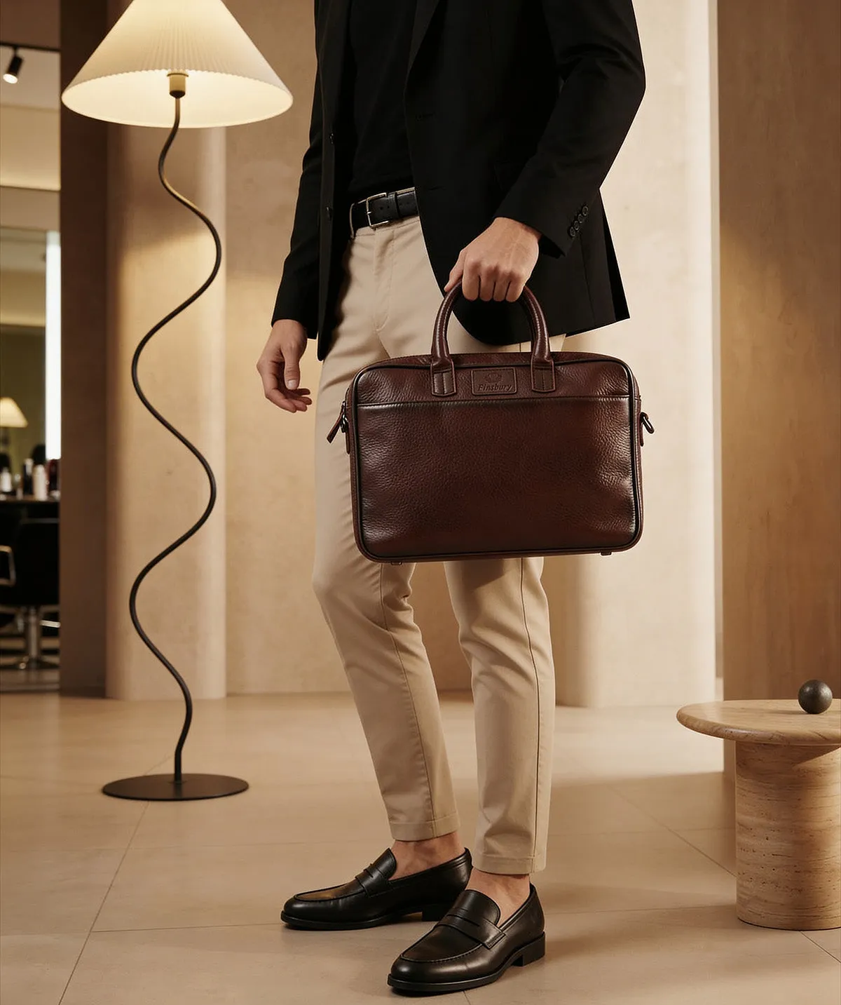 Finsbury aktetas bordeaux nerfleer laptop