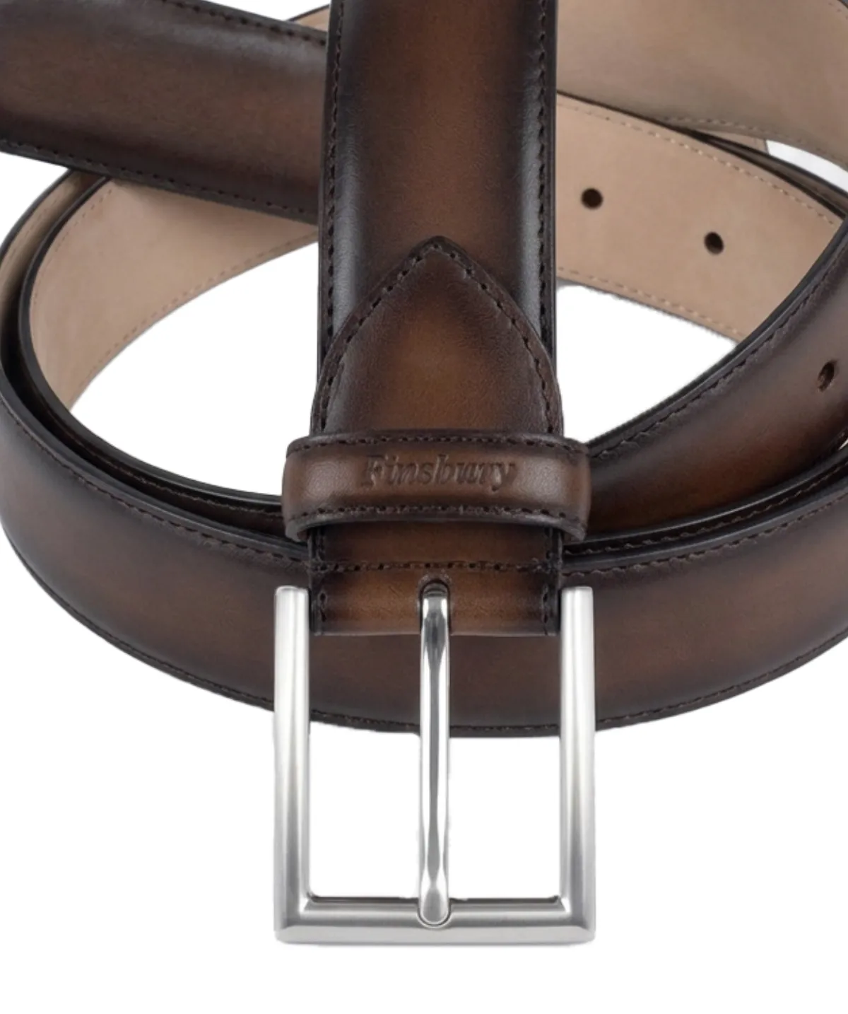 Finsbury riem bruin patina leer 3,4 cm heren