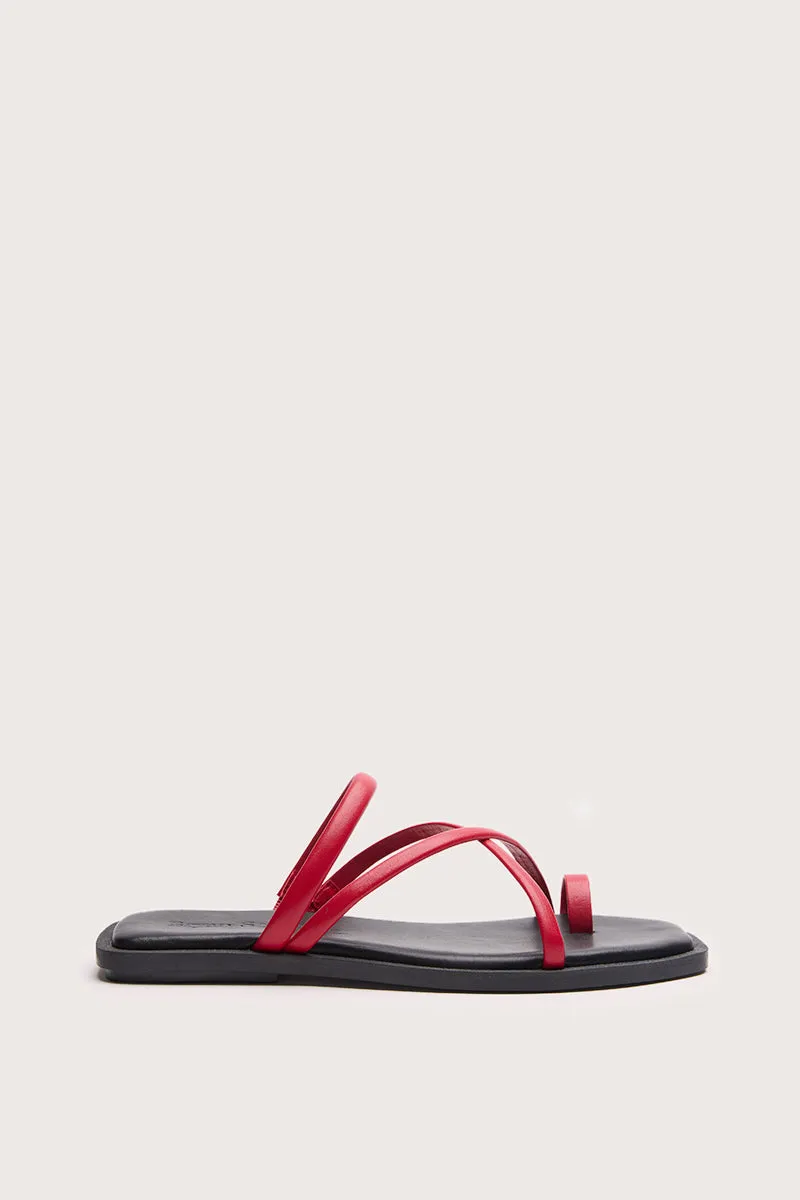 Bryan Stepwise Marza platte sandalen rood leer