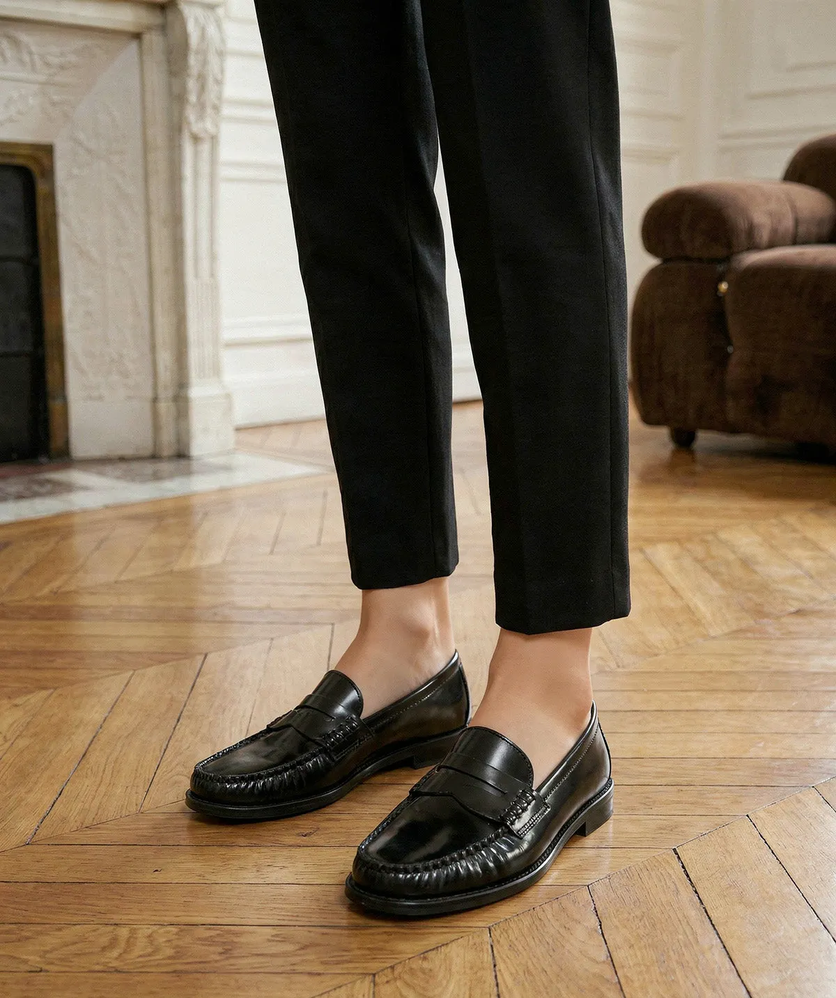 Finsbury Louise loafer zwart lakleer dames rubberzool